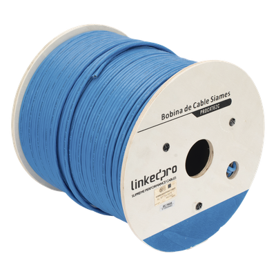 Bobina de Cable Siamés Cat6 UTP / 100% Cobre / 2 Conductores 18 AWG /