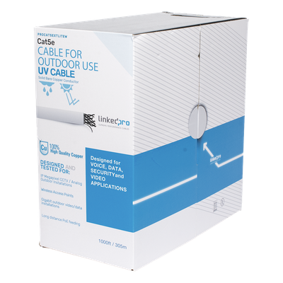 Cable UTP Cat5e / 305 m (1000 ft) / Exterior UV / 24 AWG Cobre Sólido