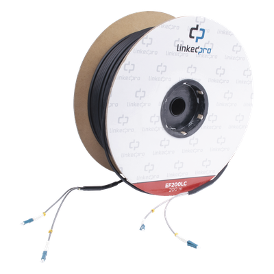 Carrete de Fibra Óptica Monomodo / LC-LC Dúplex / Kevlar / 200 m (65