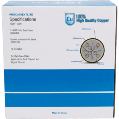 Cable UTP Cat6+ / 305 m (1000 ft) / Calibre 23 AWG / Intemperie / Sin